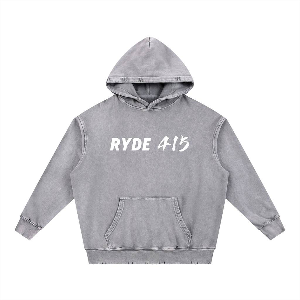 Ryde 415 Snow Wash Hand-Frayed Heavyweight  Hoodie