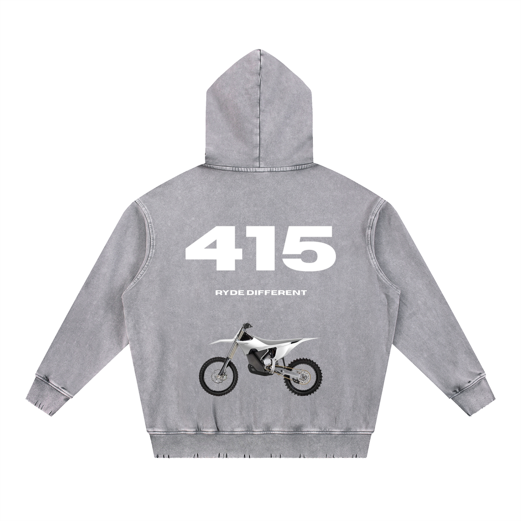Ryde 415 Snow Wash Hand-Frayed Heavyweight  Hoodie