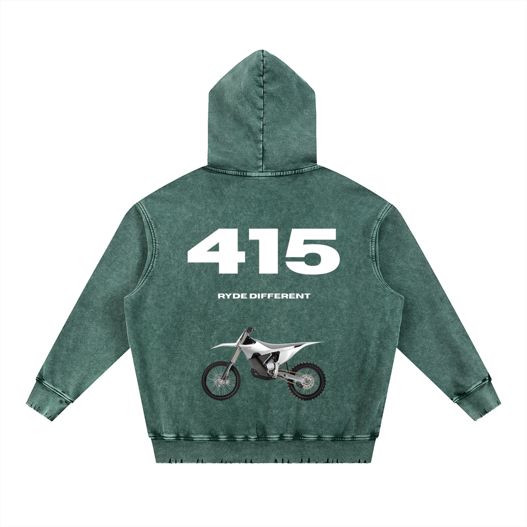 Ryde 415 Snow Wash Hand-Frayed Heavyweight  Hoodie