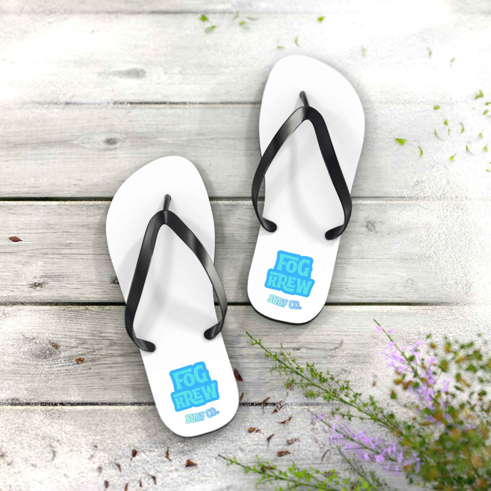 Fog Krew Flip Flops — Beach Sandals with Blue Logo