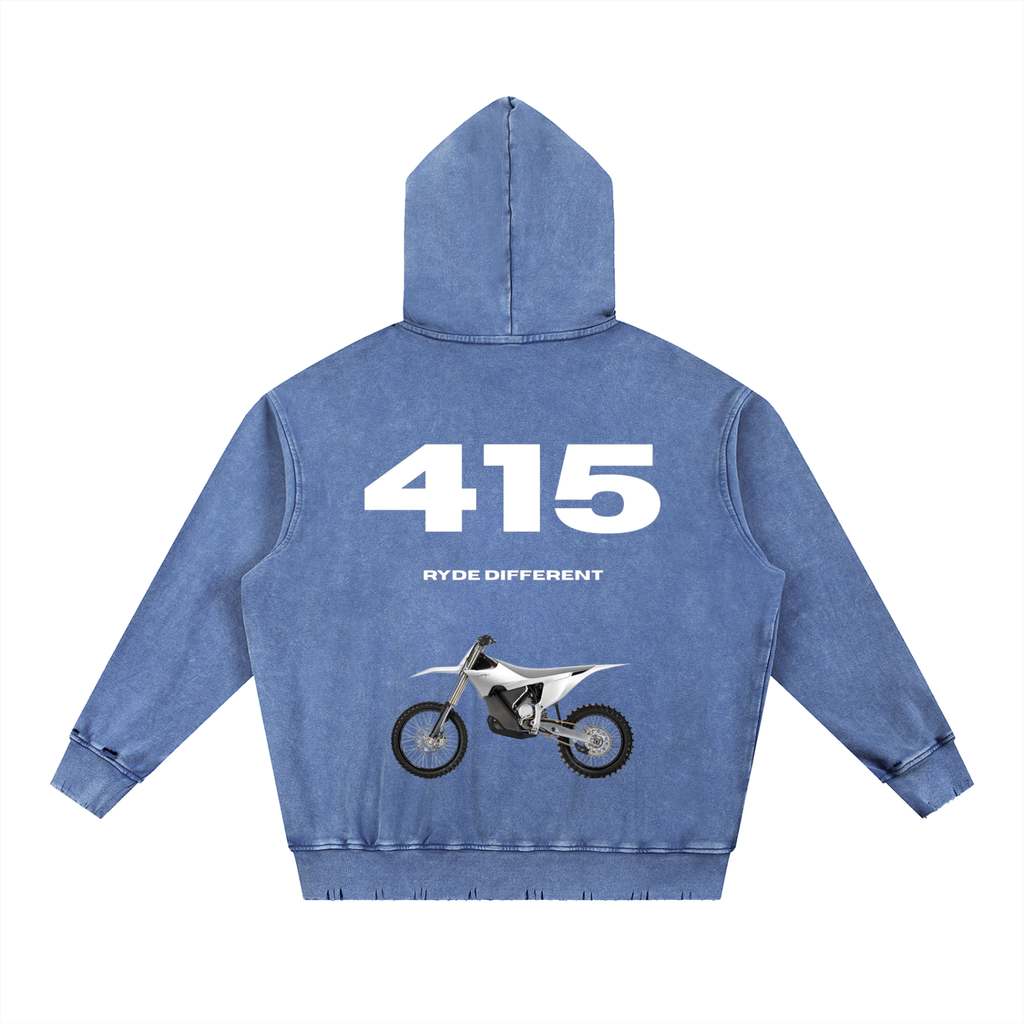 Ryde 415 Snow Wash Hand-Frayed Heavyweight  Hoodie