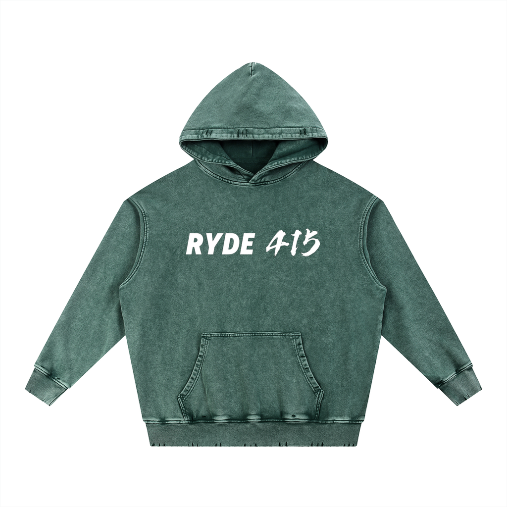 Ryde 415 Snow Wash Hand-Frayed Heavyweight  Hoodie
