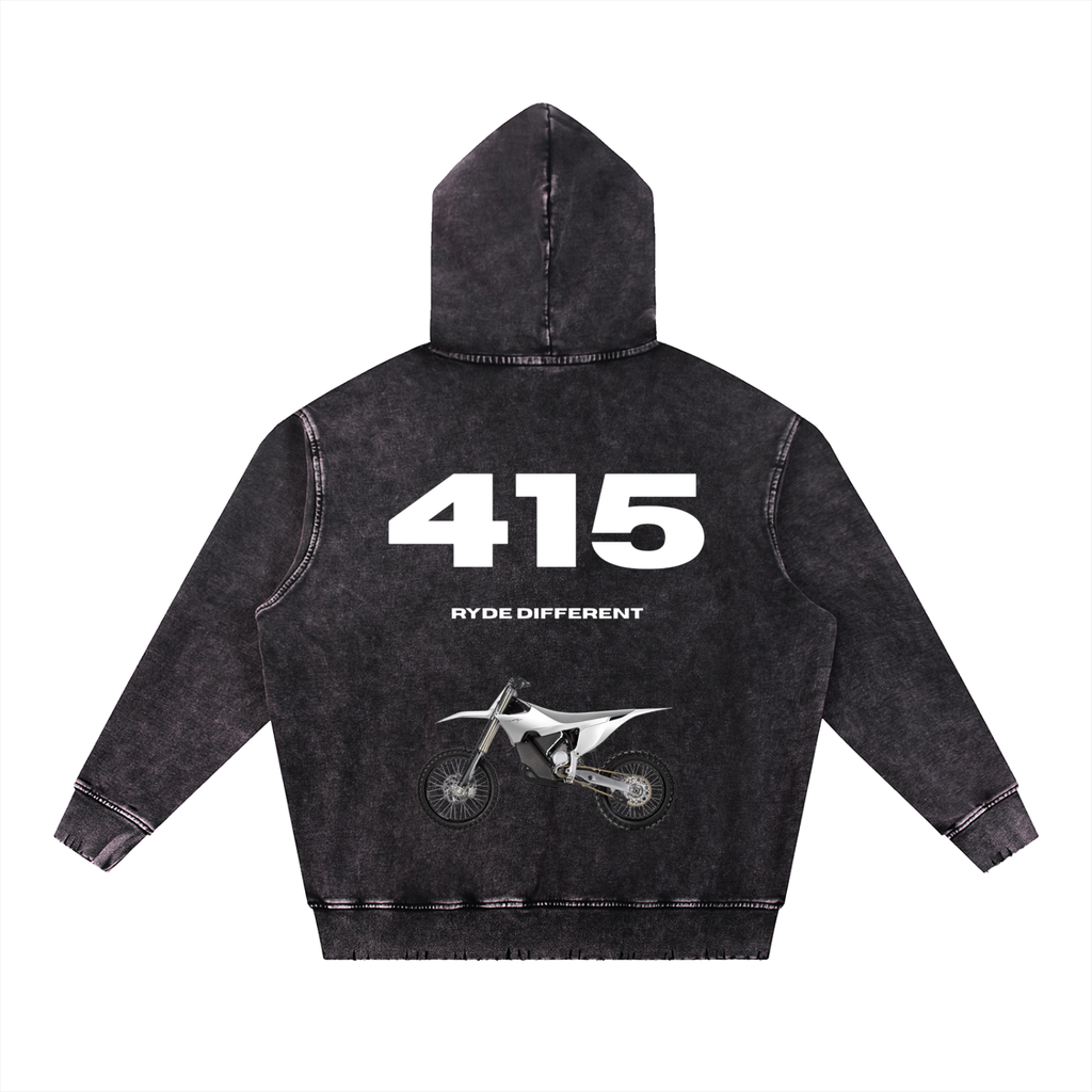 Ryde 415 Snow Wash Hand-Frayed Heavyweight  Hoodie